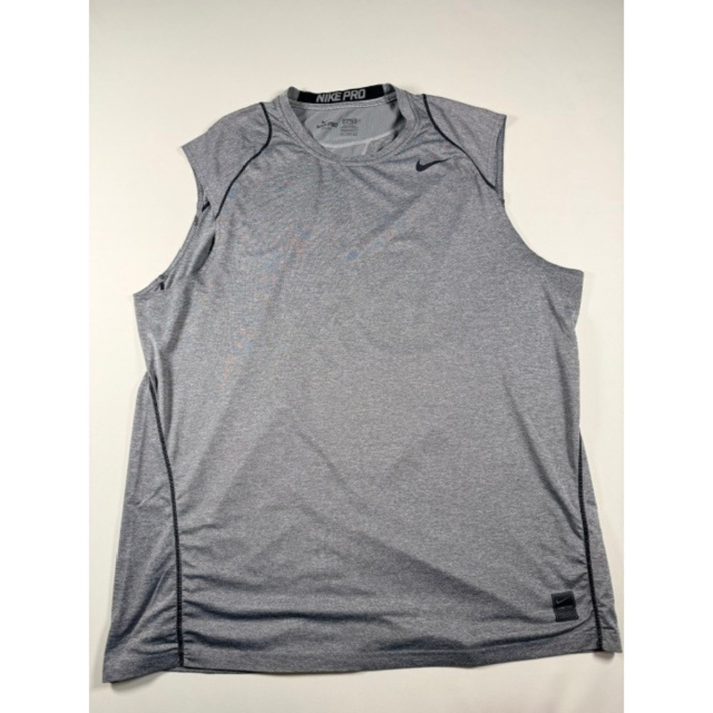 Nike Pro Dri-FIT Mens XXL Gray Fitted Sleeveless Training Shirt Mesh Back Tank